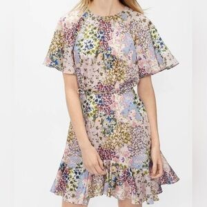 Ted Baker Lalu Floral Print Fluted Hem Mini Dress NO BELT -TED 2- US 4/6 summer